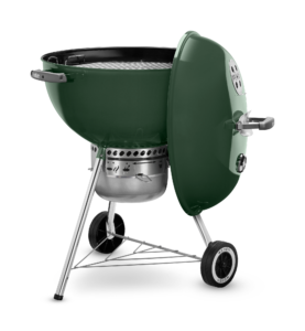 Weber 22 Inch Premium Kettle Green Side View 1 Hanging Lid