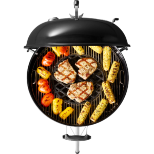 Weber 22 Inch Master-Touch Kettle Food Pork and Veggies