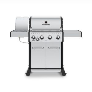 Broil King Baron S440 PRO IR Gas Grill Front View Closed Side Burner Open