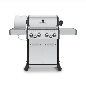 Broil King Baron S490 PRO IR Gas Grill Front View Closed Side Burner Open