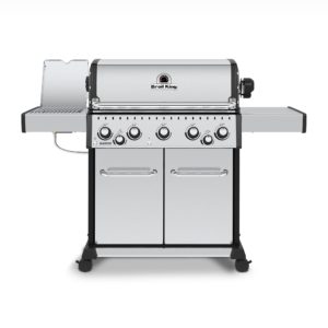 Broil King Baron S590 PRO IR Gas Grill Front View Closed Side Burner Open